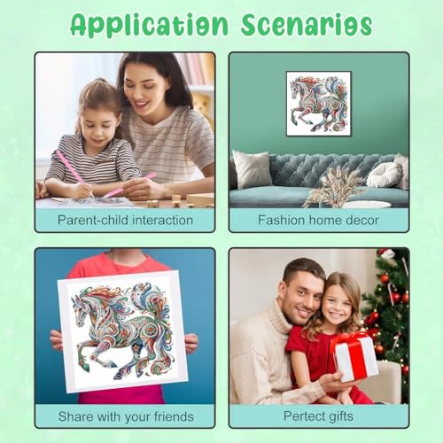 HASTHIP® 5D Diamond Painting Kit Three-Dimensional Aesthetic Dazzling Home Decor DIY Art with Accessories and Tools 12X12 Inches Horse 2PCS HASTHIP® 5D Diamond Painting Kit Three-Dimensional Aesthetic Dazzling Home Decor DIY Art with Accessories and Tools 12X12 Inches Horse 2PCS
